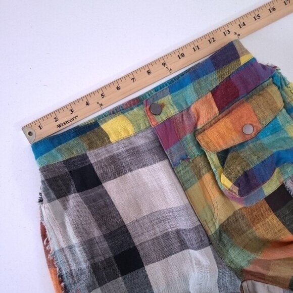 Porter Collective Plaid Patchwork Cargo Jogger Pants Size S - Picture 3 of 9